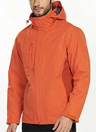 橙色三合一防风防水保暖透气冲锋衣