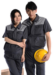 WY502-507涤棉斜纹铁灰浅灰差色短袖工作服